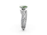 White gold Fancy Green Oval  Solitaire Twist Band with Pavé Setting and Four-Prong Setting_117