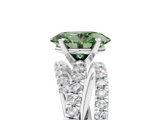 White gold Fancy Green Oval  Solitaire Twist Band with Pavé Setting and Four-Prong Setting_120