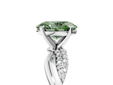 White gold Fancy Green Oval  Solitaire Twist Band with Pave Prong Setting_85