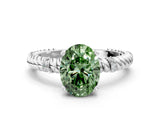 White gold Fancy Green Oval  Solitaire Twisted Band Prong Set Engagement Ring_84