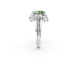 White gold Fancy Green Oval  Solitaire Twisted Band Scroll Prong Ring_5
