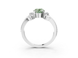 White gold Fancy Green Oval  Solitaire Twisted Band Scroll Prong Ring_6
