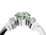 White gold Fancy Green Oval  Solitaire Twisted Band Scroll Prong Ring_7