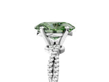 White gold Fancy Green Oval  Solitaire Twisted Band with Bead Prong Setting_397