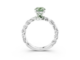 White gold Fancy Green Oval  Solitaire Twisted Band with Pavé Accents and Four-Prong Setting_6