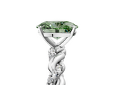 White gold Fancy Green Oval  Solitaire Twisted Band with Pavé Accents and Four-Prong Setting_8