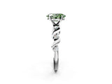 White gold Fancy Green Oval  Solitaire Twisted Band with Prong Setting 2