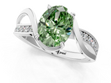White gold Fancy Green Oval  Solitaire Twisted Band with Prong Setting_4