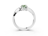 White gold Fancy Green Oval  Solitaire Twisted Band with Prong Setting_6
