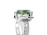 White gold Fancy Green Oval  Solitaire Twisted Band with Prong Setting_8