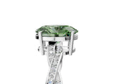 White gold Fancy Green Oval  Solitaire Twisted Pave Diamond Ring with Four-Prong Setting_153