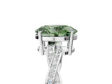 White gold Fancy Green Oval  Solitaire Twisted Pave Diamond Ring with Four-Prong Setting_23
