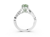 White gold Fancy Green Oval  Solitaire Vine Band with Milgrain Prong Setting_6