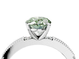 White gold Fancy Green Oval  Solitaire with Pavé Band and Four-Prong Setting_374