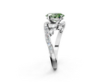 White gold Fancy Green Oval  Solitaire with Pavé Twist Band and Four-Prong Setting_78