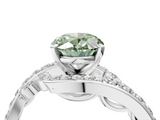 White gold Fancy Green Oval  Solitaire with Pavé Twist Band and Four-Prong Setting_80
