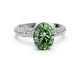 White gold Fancy Green Oval  Solitaire with Pave Band and Four-Prong Setting_20