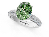 White gold Fancy Green Oval  Solitaire with Pave Band and Four-Prong Setting_20