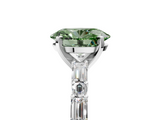 White gold Fancy Green Oval  Solitaire with Side Baguettes and Channel Set Band_125