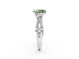 White gold Fancy Green Oval  Three-Stone Diamond Ring with Pavé Split Shank and Four-Prong Setting_95