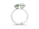 White gold Fancy Green Oval  and Emerald Cut Toi Moi Ring with Prong Setting_101