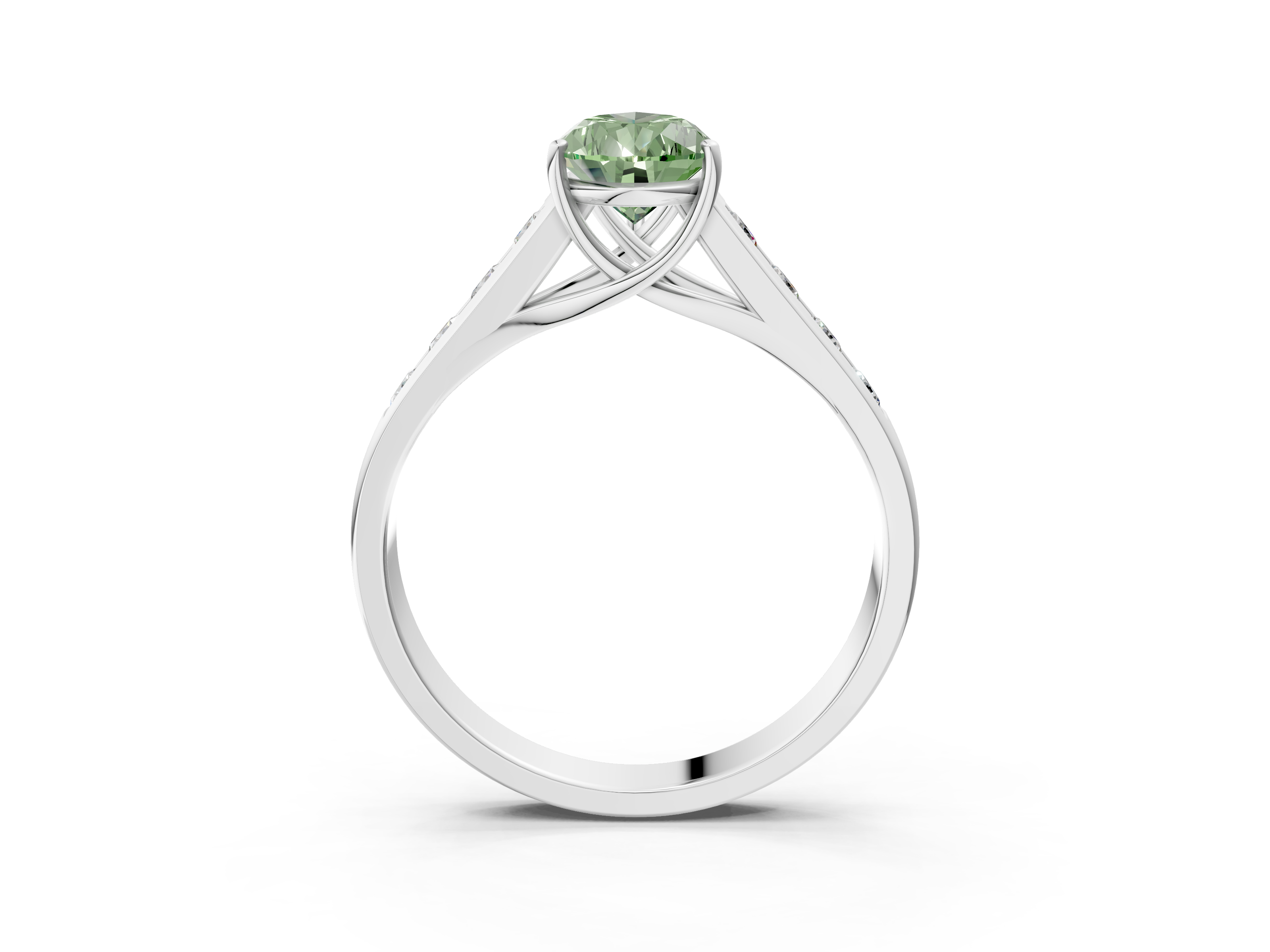 White gold Fancy Green Pear  Brilliant Channel-Set Solitaire Ring with Four-Prong Setting_23