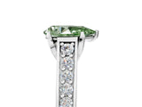 White gold Fancy Green Pear  Brilliant Cut Diamond Engagement Ring with Pavé Band and Four-Prong Setting_54