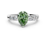 White gold Fancy Green Pear  Brilliant Cut Diamond Five-Stone Prong Set Engagement Ring with Channel Band_3