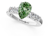 White gold Fancy Green Pear  Brilliant Cut Diamond Five-Stone Prong Set Engagement Ring with Channel Band_4