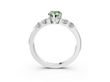 White gold Fancy Green Pear  Brilliant Cut Diamond Five-Stone Prong Set Engagement Ring with Channel Band_6