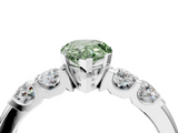 White gold Fancy Green Pear  Brilliant Cut Diamond Five-Stone Prong Set Engagement Ring with Channel Band_7