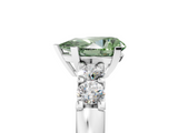 White gold Fancy Green Pear  Brilliant Cut Diamond Five-Stone Prong Set Engagement Ring with Channel Band_8