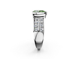 White gold Fancy Green Pear  Brilliant Diamond Channel Set Wide Band Ring with Bezel Setting_13