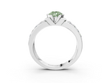 White gold Fancy Green Pear  Brilliant Diamond Channel Set Wide Band Ring with Bezel Setting_14