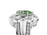 White gold Fancy Green Pear  Brilliant Flower Halo Diamond Split Shank Ring_109