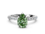 White gold Fancy Green Pear  Brilliant Pavé Band Solitaire with Four-Prong Setting_41