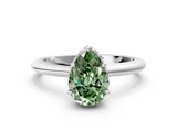 White gold Fancy Green Pear  Brilliant Solitaire Engagement Ring with Six-Prong Setting and Classic Band_20