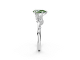 White gold Fancy Green Pear  Brilliant Solitaire with Leaf Motif Band and Four-Prong Setting_65