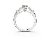 White gold Fancy Green Pear  Brilliant Solitaire with Leaf Motif Band and Four-Prong Setting_66
