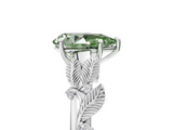 White gold Fancy Green Pear  Brilliant Solitaire with Leaf Motif Band and Four-Prong Setting_67