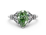 White gold Fancy Green Pear  Brilliant Solitaire with Pave Band and Four-Prong Setting_20