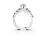 White gold Fancy Green Pear  Brilliant Solitaire with Side Stones on a Pave Band and Four-Prong Setting_39