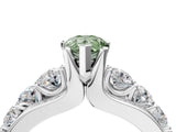White gold Fancy Green Pear  Brilliant Solitaire with Side Stones on a Pave Band and Four-Prong Setting_40
