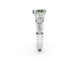White gold Fancy Green Pear  Brilliant Solitaire with Side Stones on a Pave Band and Four-Prong Setting_75