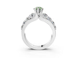 White gold Fancy Green Pear  Brilliant Solitaire with Side Stones on a Pave Band and Four-Prong Setting_76
