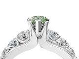 White gold Fancy Green Pear  Brilliant Solitaire with Side Stones on a Pave Band and Four-Prong Setting_77