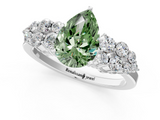 White gold Fancy Green Pear  Cluster Diamond Engagement Ring with Pavé Band and Four-Prong Setting_64