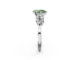 White gold Fancy Green Pear  Cluster Diamond Engagement Ring with Pavé Band and Four-Prong Setting_65