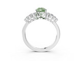 White gold Fancy Green Pear  Cluster Diamond Engagement Ring with Pavé Band and Four-Prong Setting_66