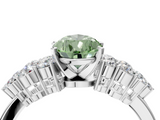 White gold Fancy Green Pear  Cluster Diamond Engagement Ring with Pavé Band and Four-Prong Setting_67